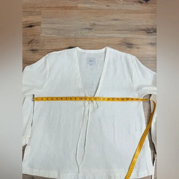 RAILS Myra Tie Neck Linen Top In White Size M-L - Picture 9 of 10